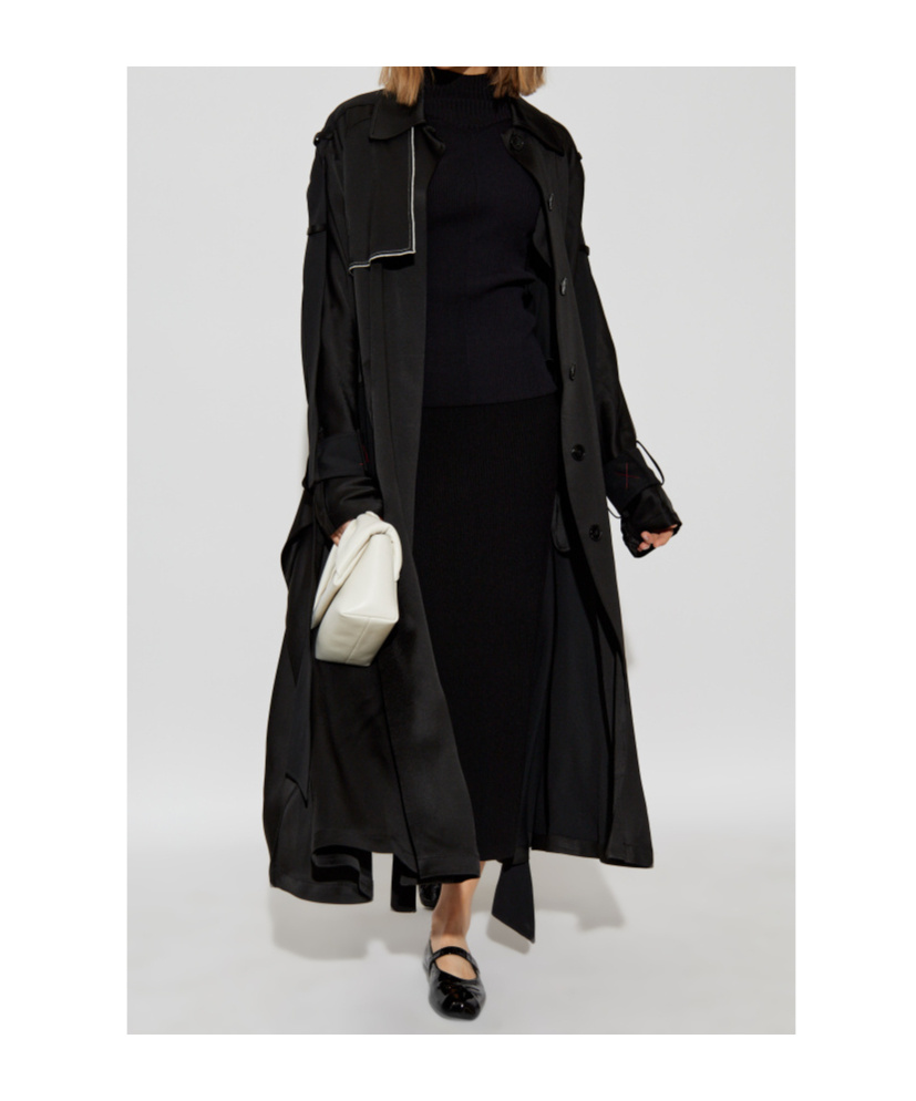 Shop Victoria Beckham Contrast-trim Trench Coat In Black