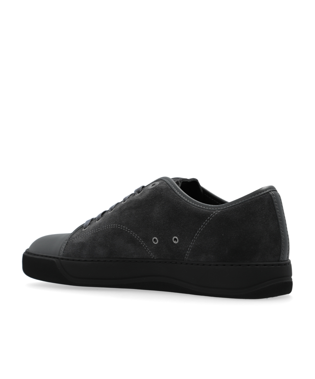 Lanvin Dbb1 Matte Cap Toe Low Top Sneaker In Burgundy Suede In Black