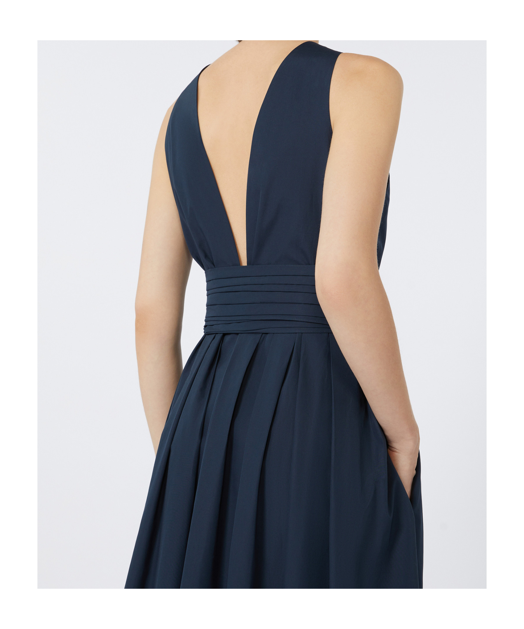Max Mara Sleeveless Washed Cotton Dress In Blue