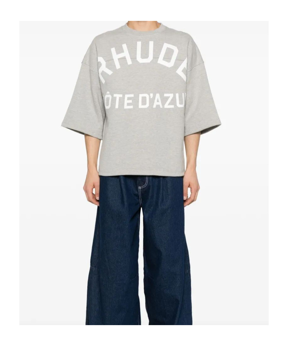 Rhude Round Neck Short Sleeve T-shirt In Grey