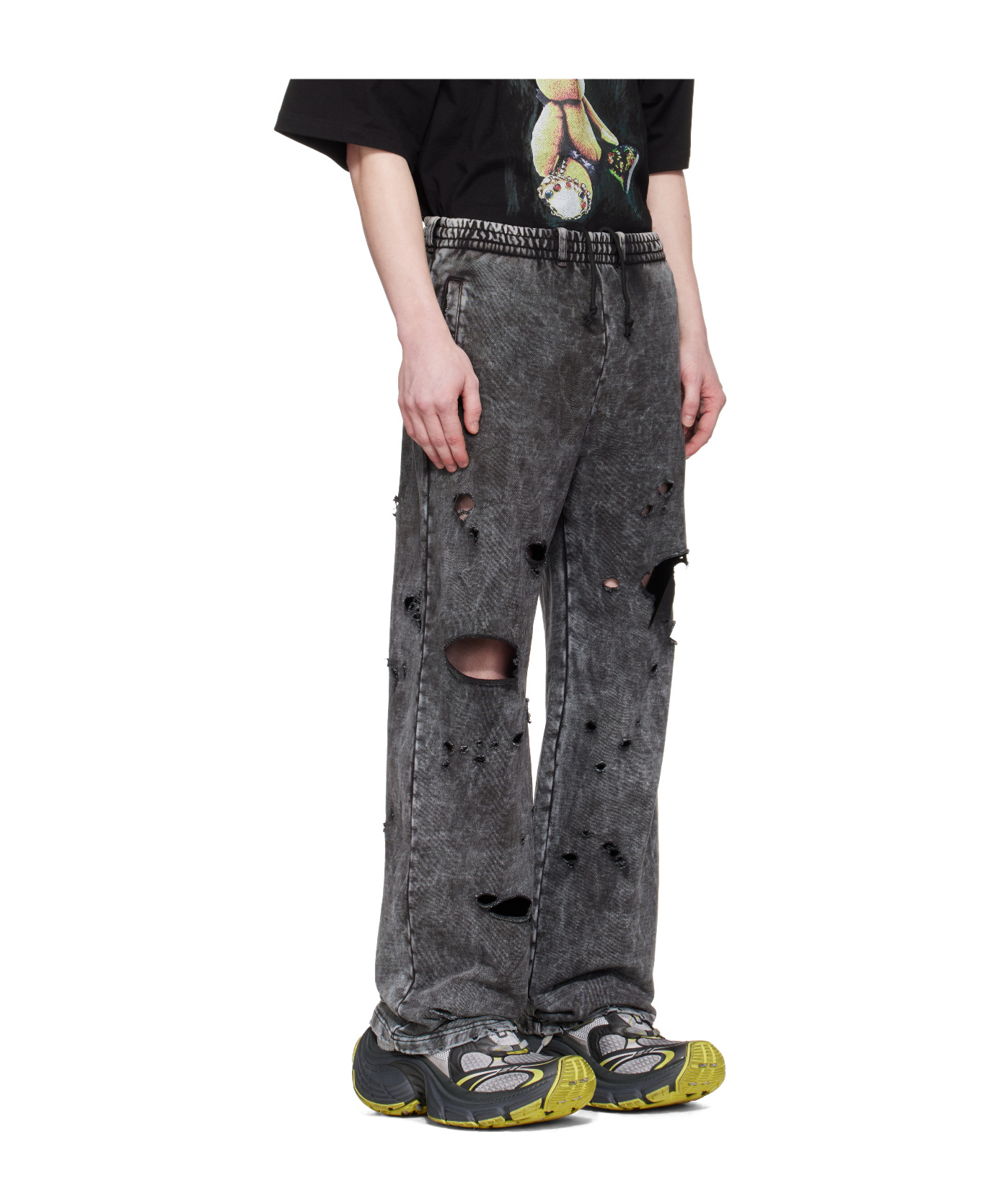 We11 Done Destroyed Jersey Sweatpants In Gray