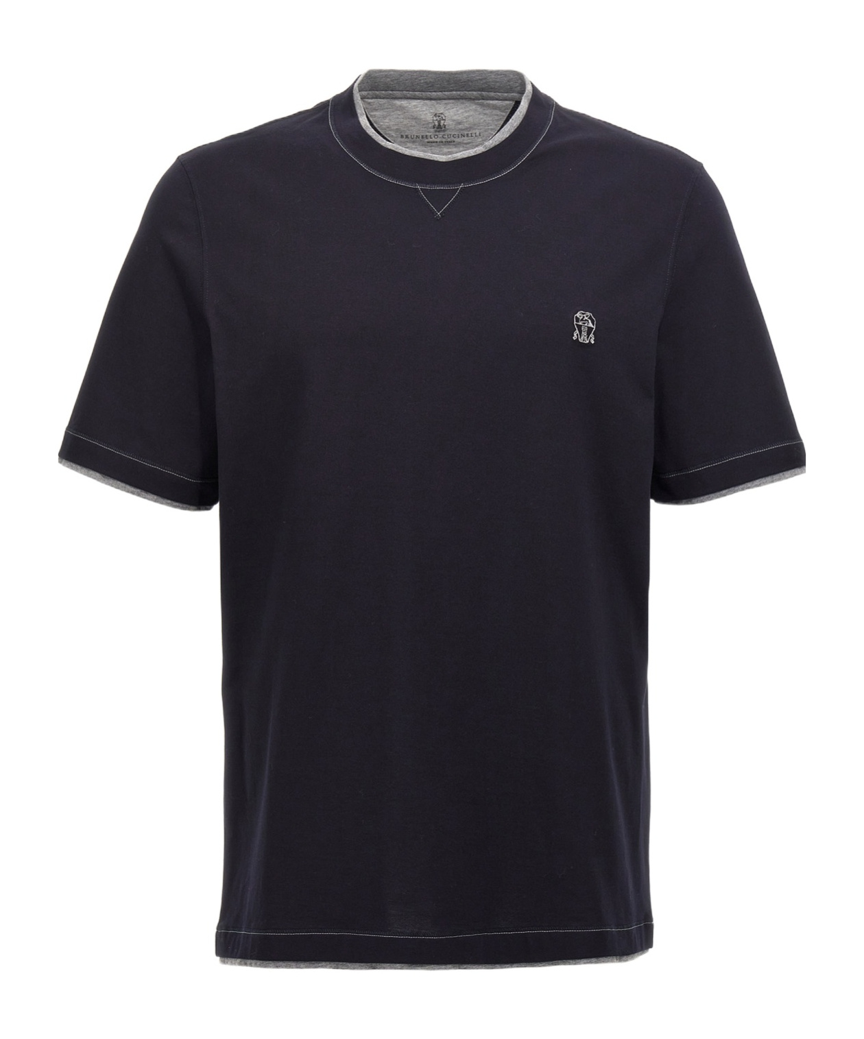 BRUNELLO CUCINELLI BRUNELLO CUCINELLI LOGO EMBROIDERED LAYERED T-SHIRT