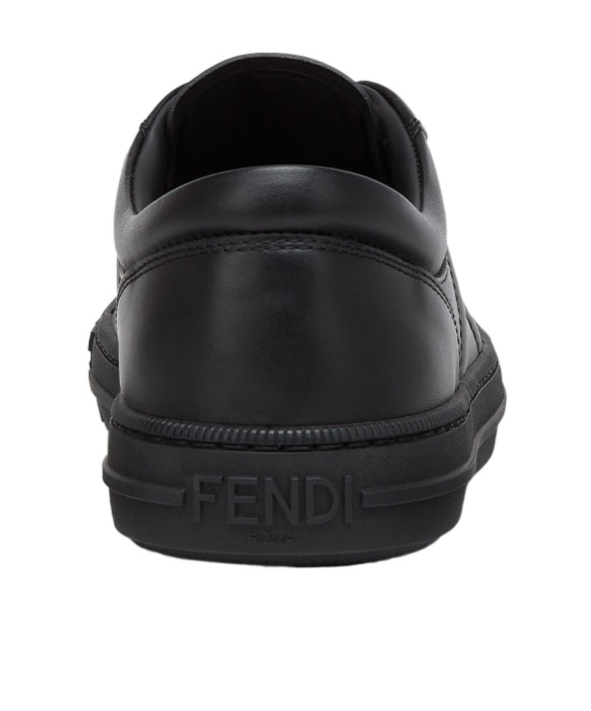FENDI BLACK LEATHER LOW-TOPS