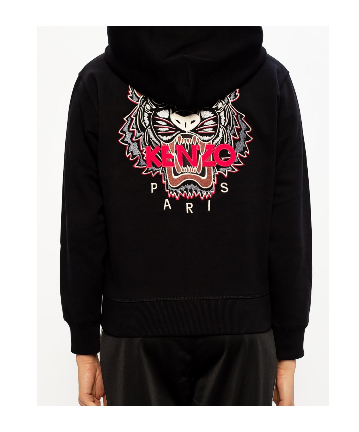 Kenzo Embroidered Tiger Zip-up Hoodie In Black