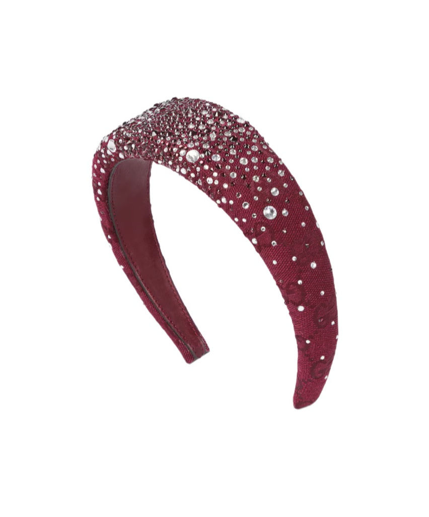 Gucci Gg Canvas Headband With Crystals In Burgundy