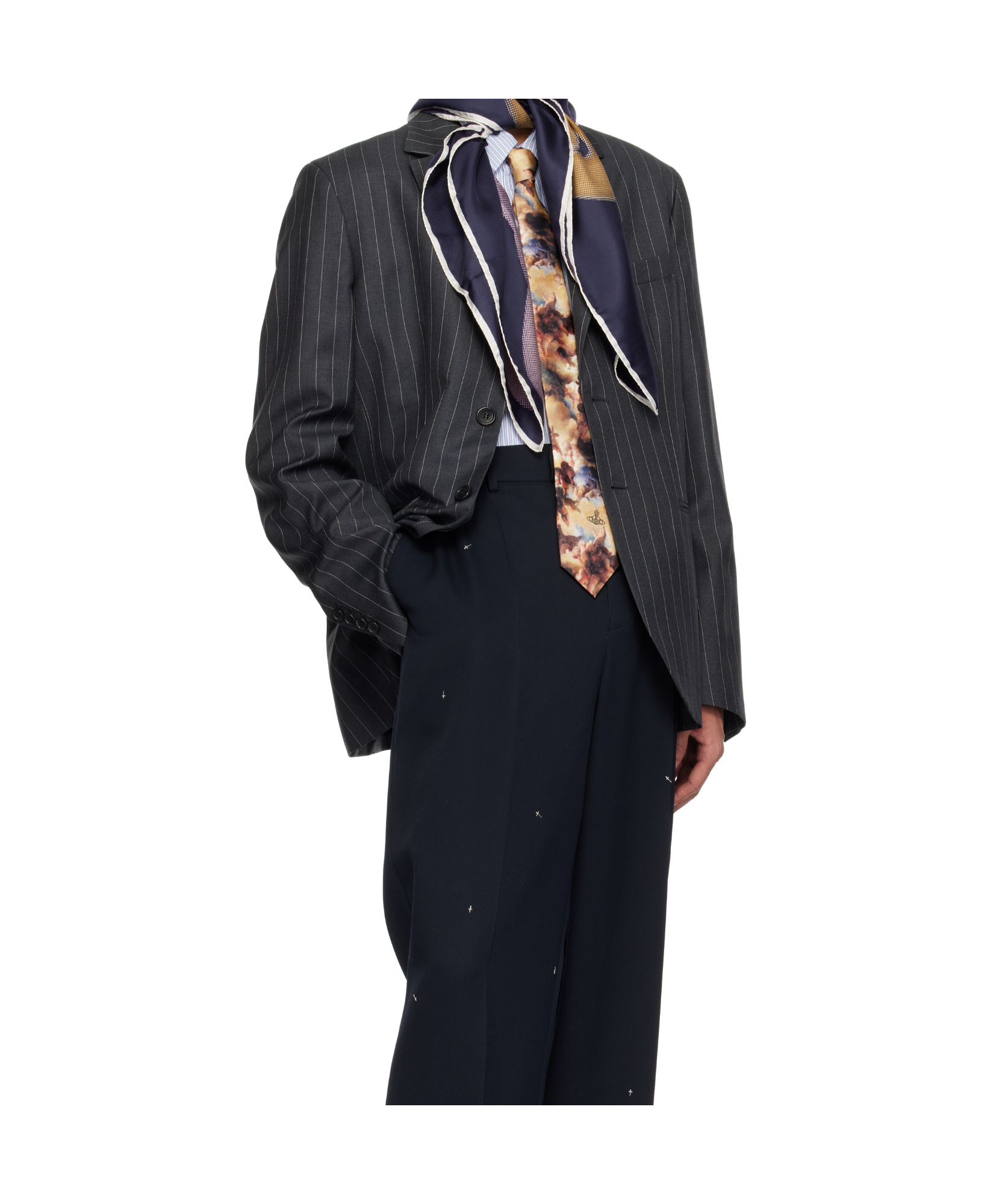 Vivienne Westwood Halftone Orbs Square Scarf In Navy