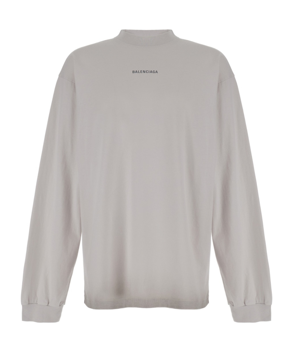 Balenciaga Logo-print Cotton Sweatshirt In Gray