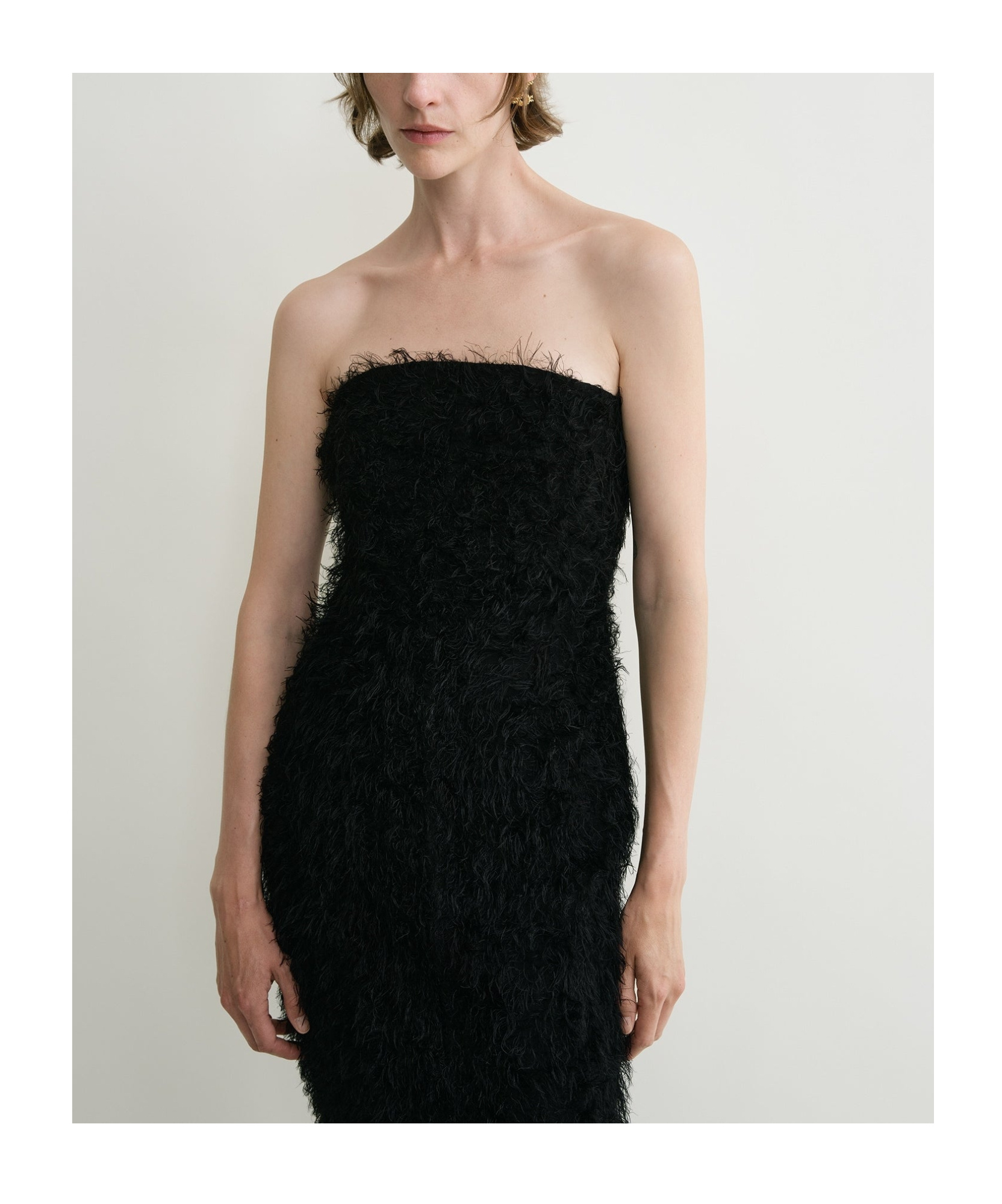 Totême Strapless Embroidered Dress In Black