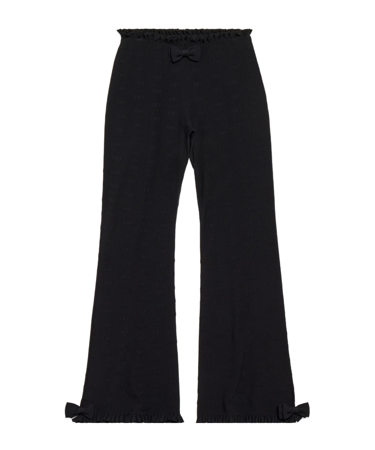 Balenciaga Bow-detail Ruffled Capri Flared Pants In Black