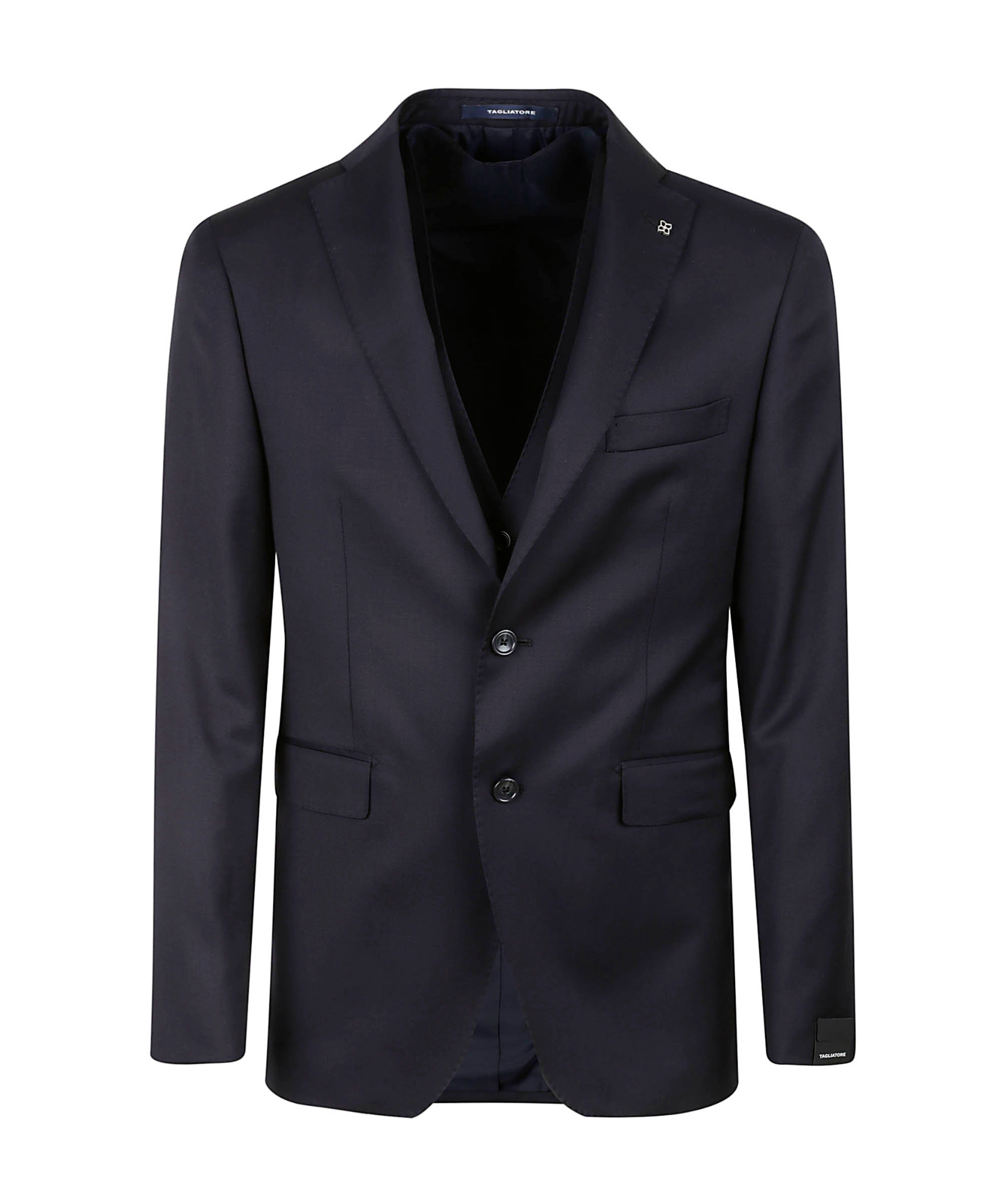 Tagliatore Long-sleeved Coat Belt Ring Trousers Suit In Black