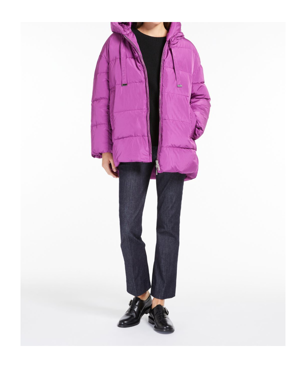 Max Mara Long-sleeved Double-sided Down Jacket In Pink