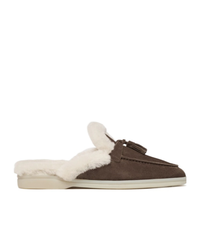 Scarosso Lucrezia Shearling Slip-on Mules In Brown
