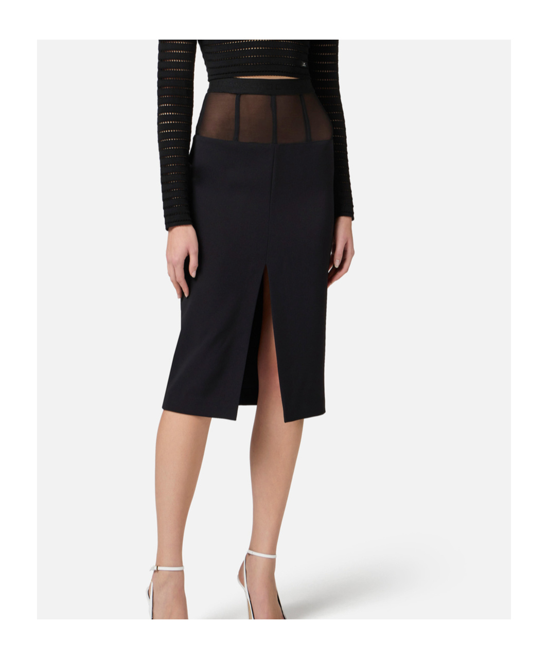 Elisabetta Franchi Crepe Midi Skirt In Black