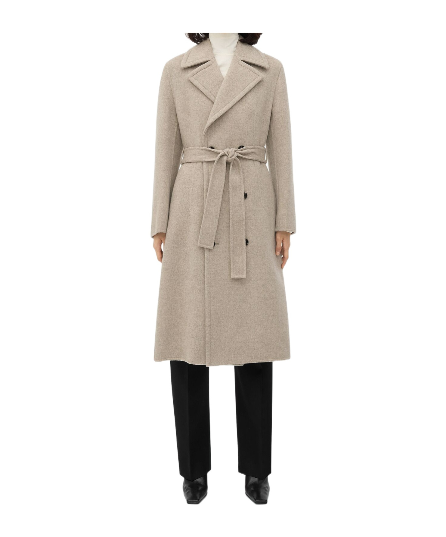 Bottega Veneta Soft Double Cashmere Coat In Nude