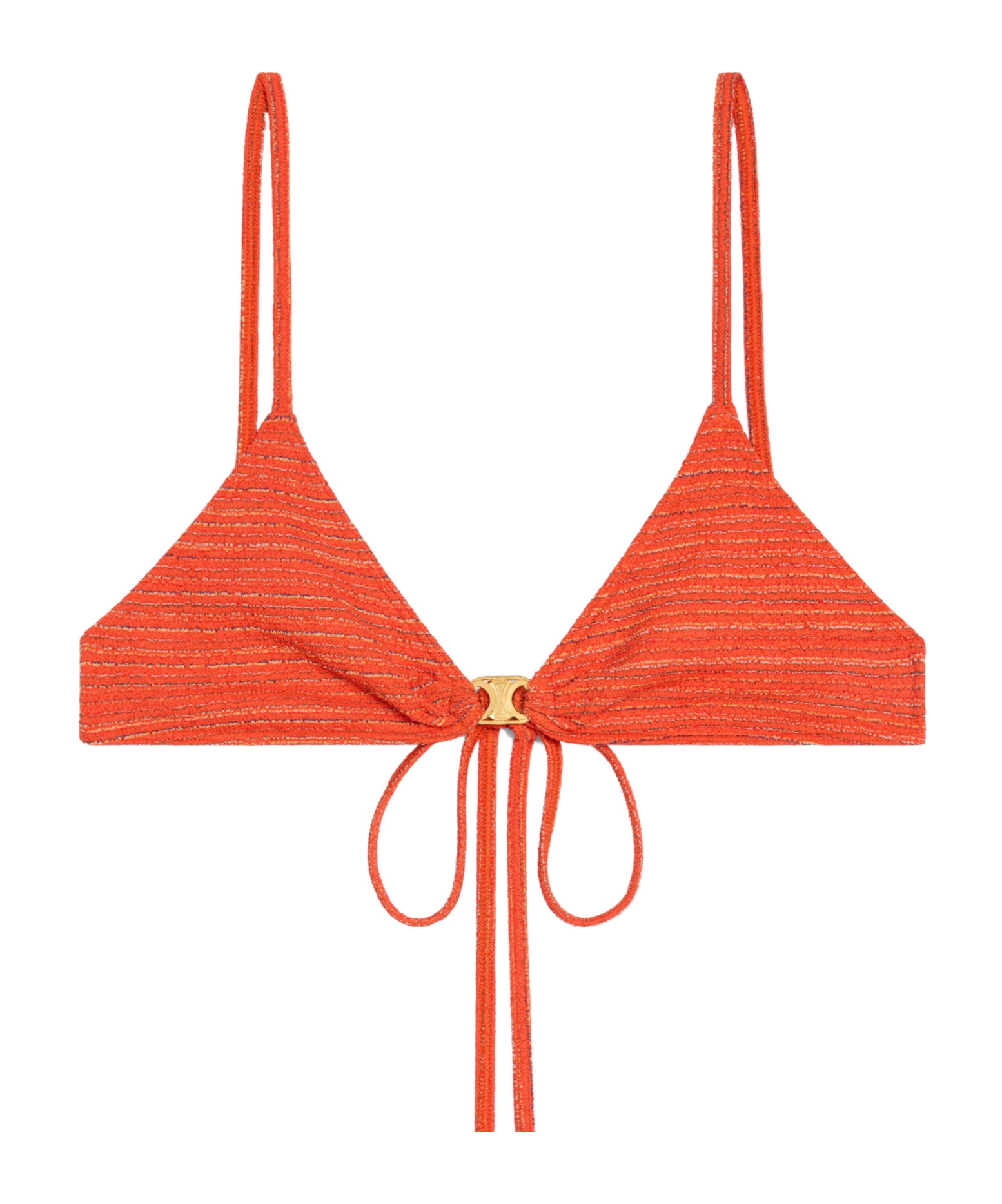 Celine Triomphe Triangle Top In Striped Jersey In Orange