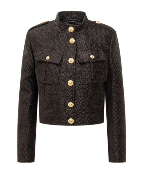 Tom Ford Tweed Cropped Jacket In Black