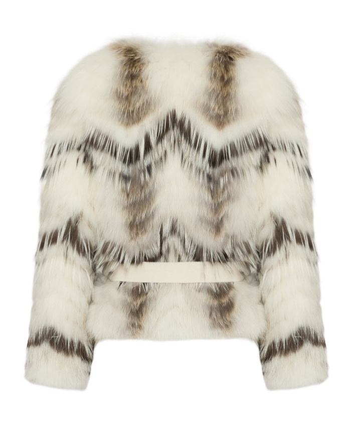 Yves Salomon Belted Cardigan In Merino Knit And Fox Fur In Neutral