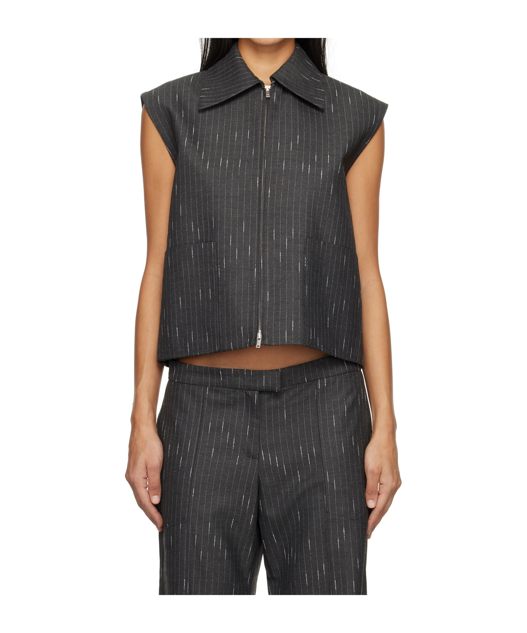 Aya Muse Elastic Twill Vest In Black