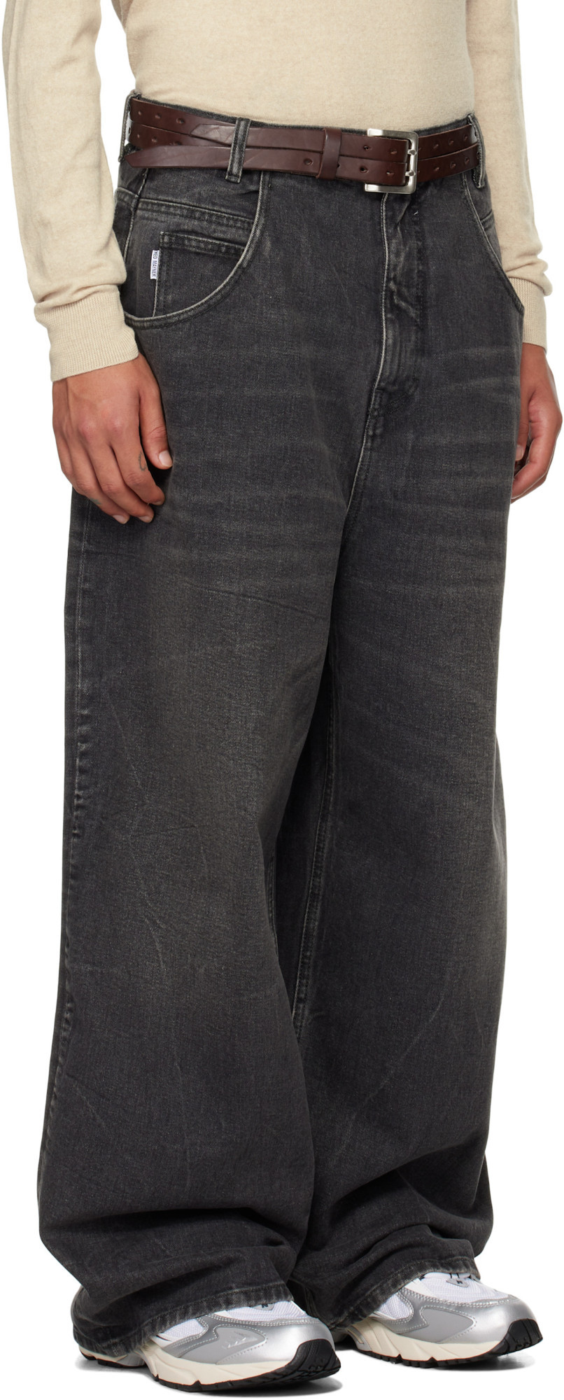 Hed Mayner Black Faded Jeans In Black