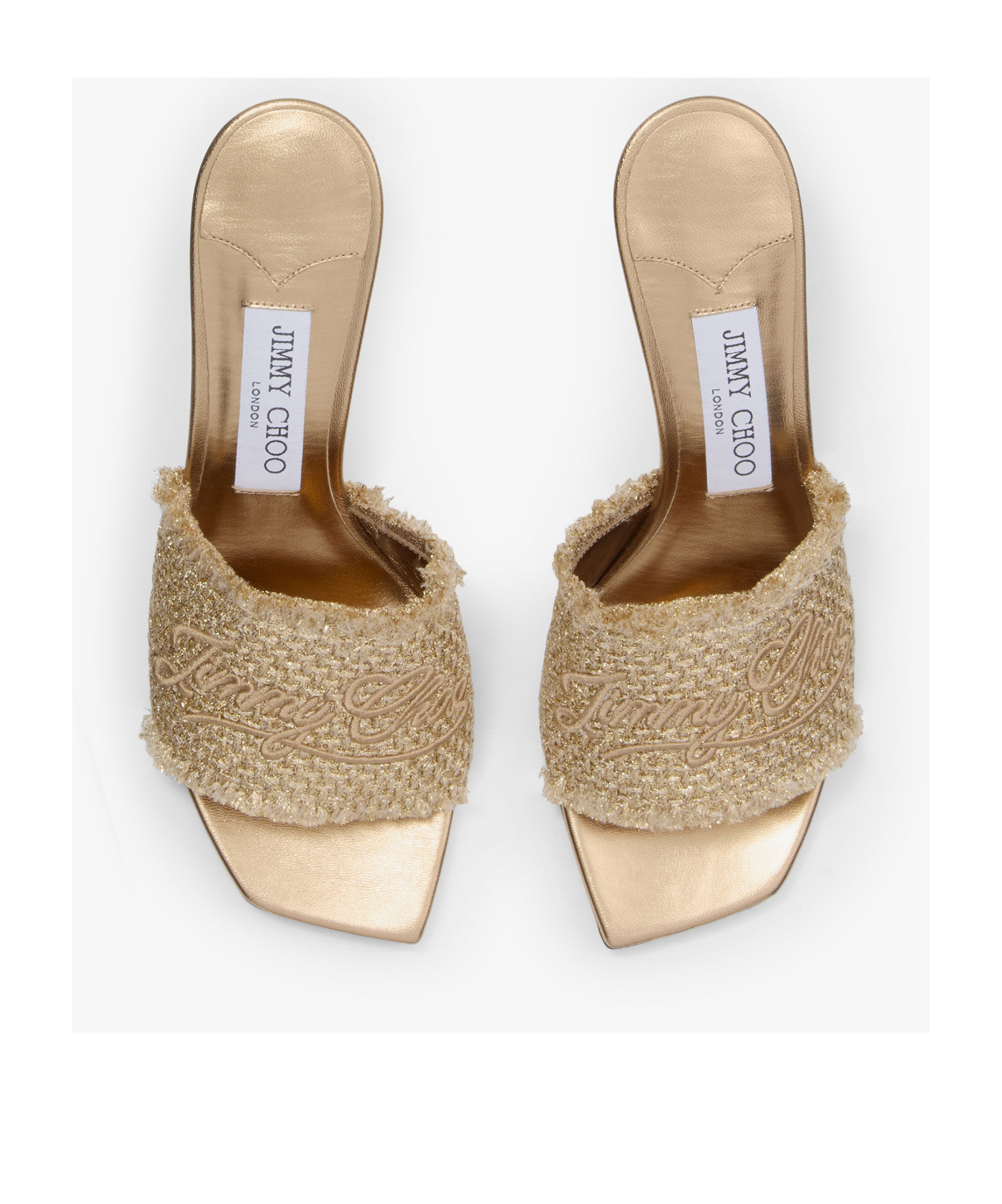Jimmy Choo Alexia 70 Woven Lurex Mules In Nude