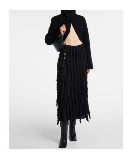 Alaïa Cropped Cashmere-blend Sweater In Black