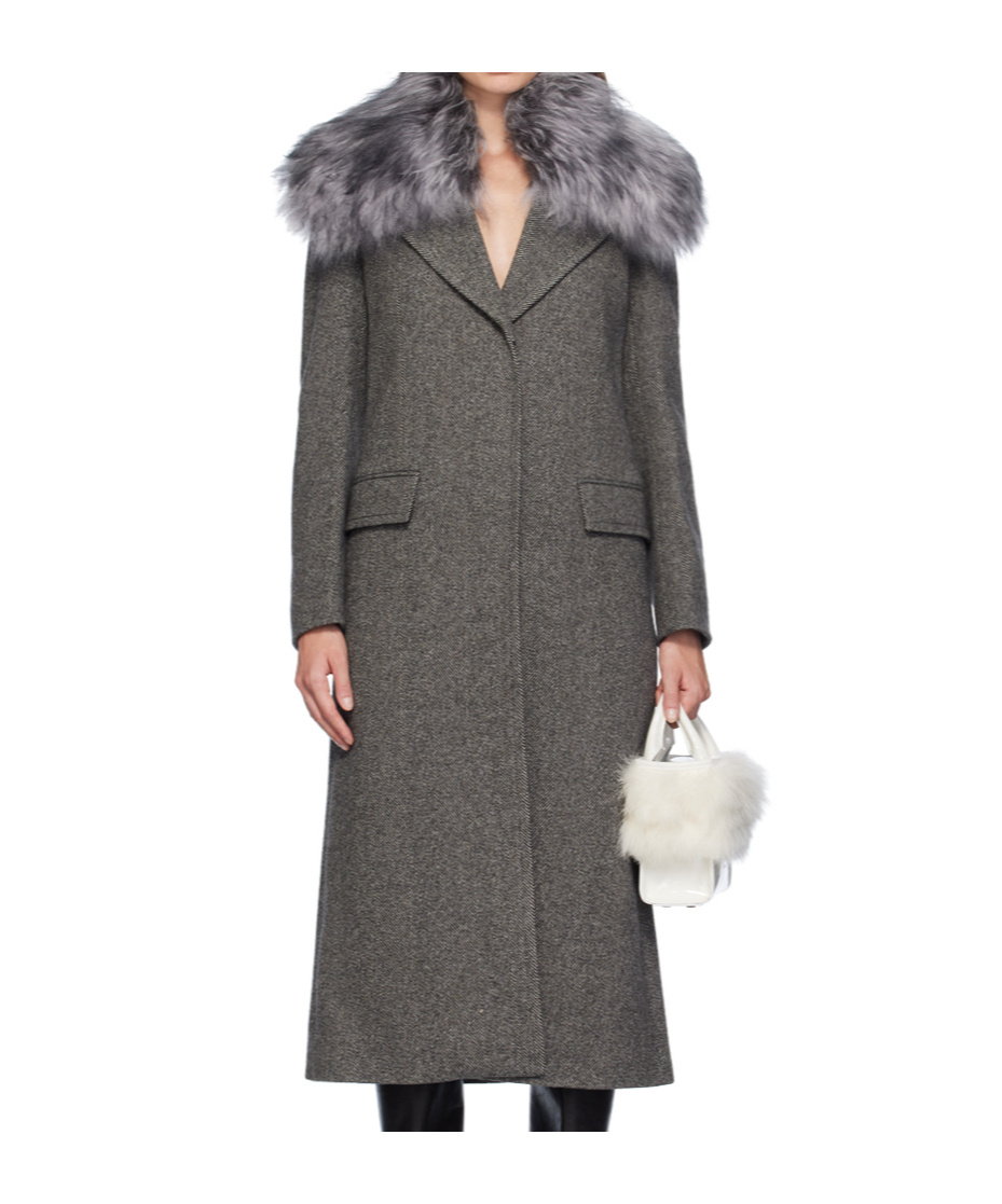 Blumarine Herringbone Pattern Coat In Black