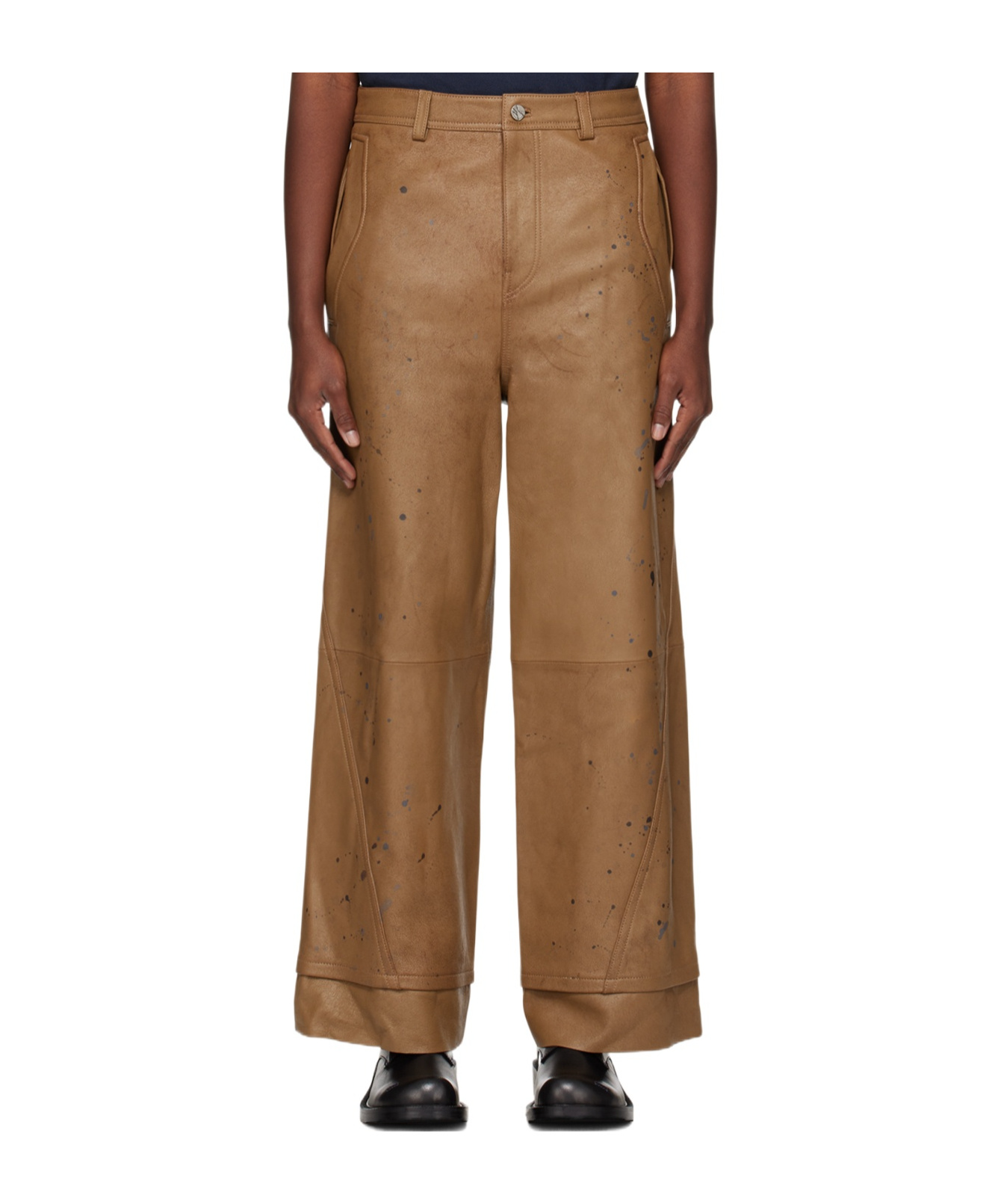 Ader Error Stitched Waist Loop Casual Pants In Brown