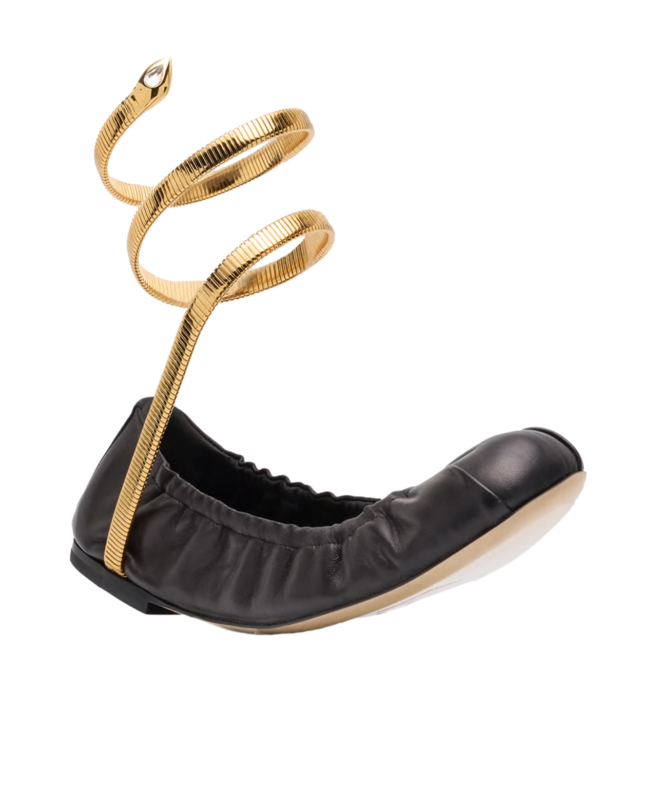 René Caovilla Juniper 10 Lambskin Serpent Detail Ballerinas In Black
