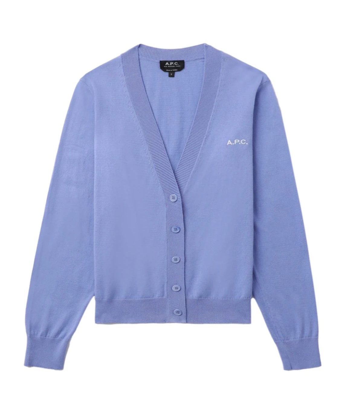 Apc Logo-embroidered Cotton Cardigan In Blue