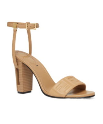 Fendi Delfina Sandals In Camel Leather In Nude