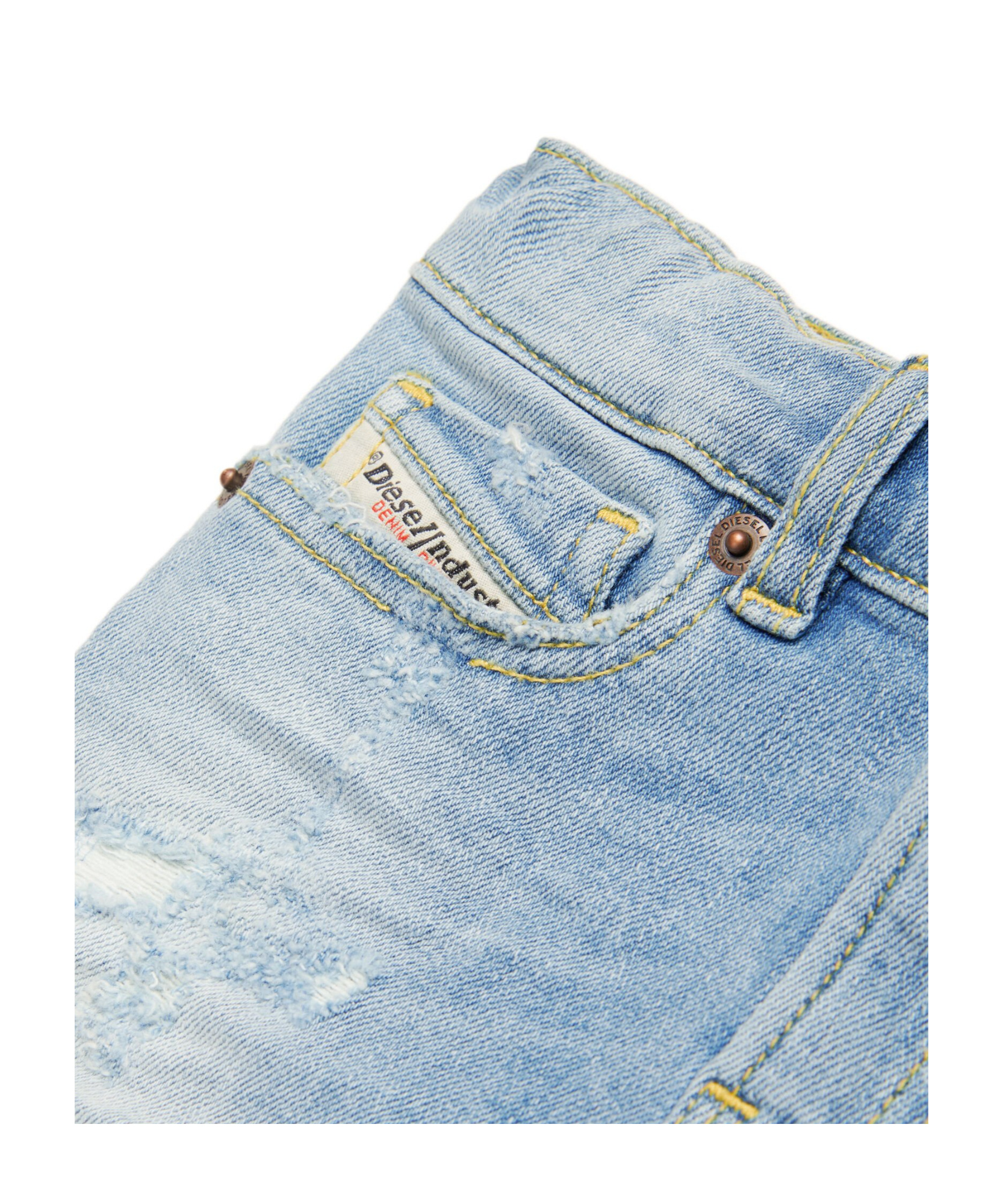 Diesel Shorts In Distressed Denim In Light Blue