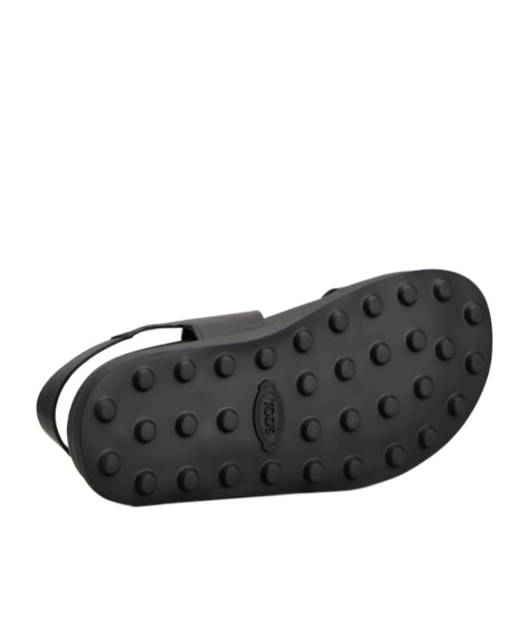 Tod's Round-headed Leather Sandals In Black