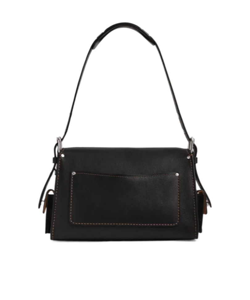 Coach Womens Cargo Turnlock Tabby Leather Shoulder Bag Black In Black