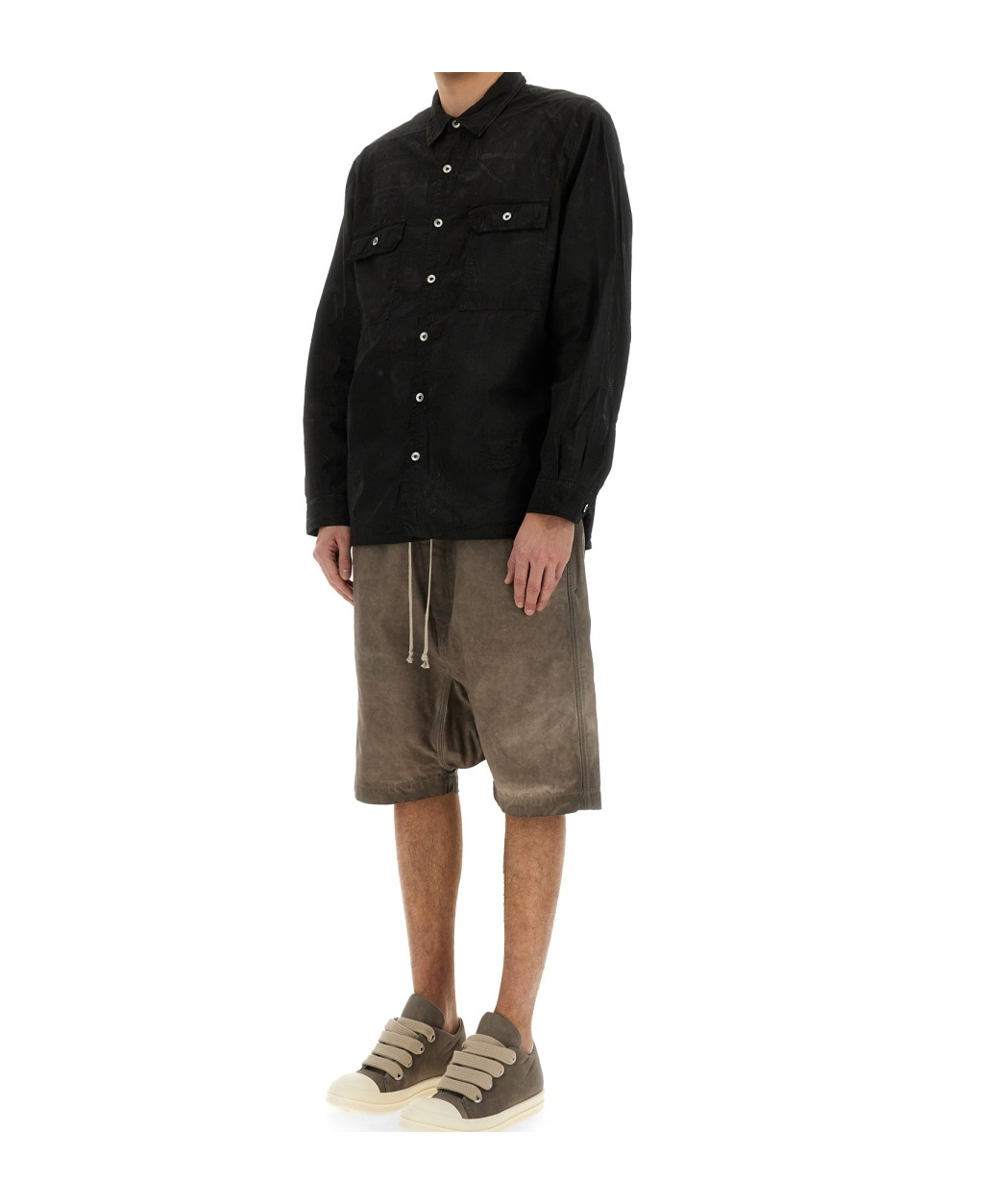 Rick Owens Drkshdw Overshirt With Chest Pockets And Long Sleeves In Black