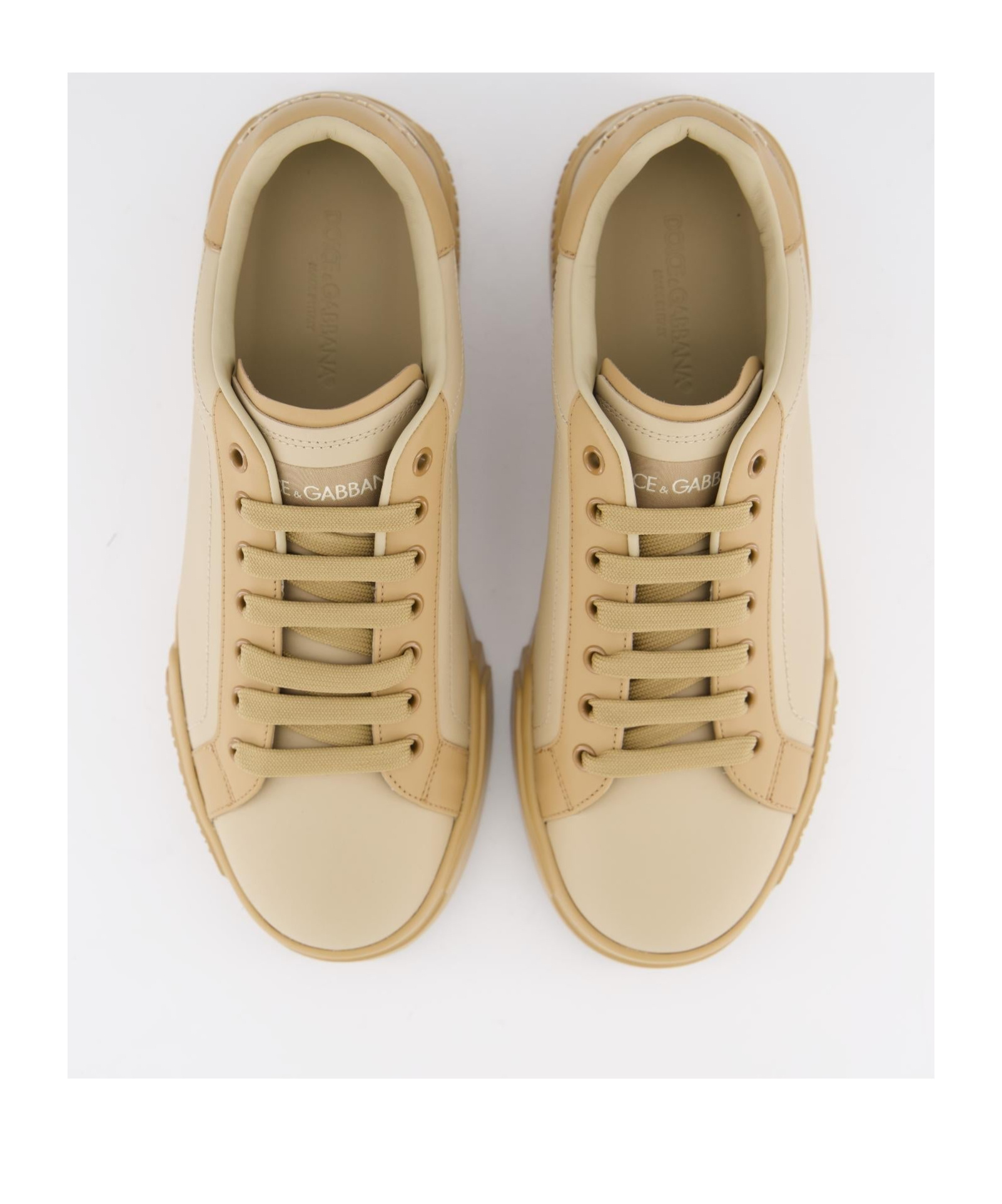 Dolce & Gabbana Lace-up Low-cut Sneakers In Nude