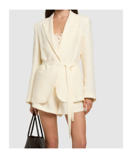 Shop Forte Forte Belted Linen Canvas Jacket