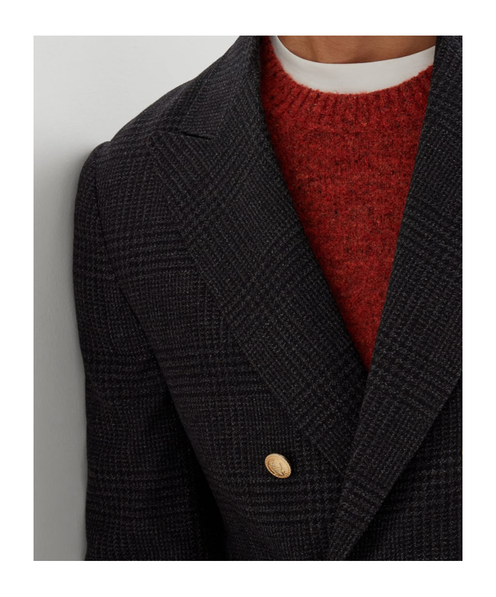 Brunello Cucinelli Wool And Cashmere Long-sleeved Blazer In Black