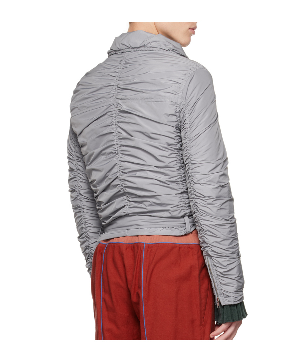 Open Yy Pleated Bomber Jacket In Gray