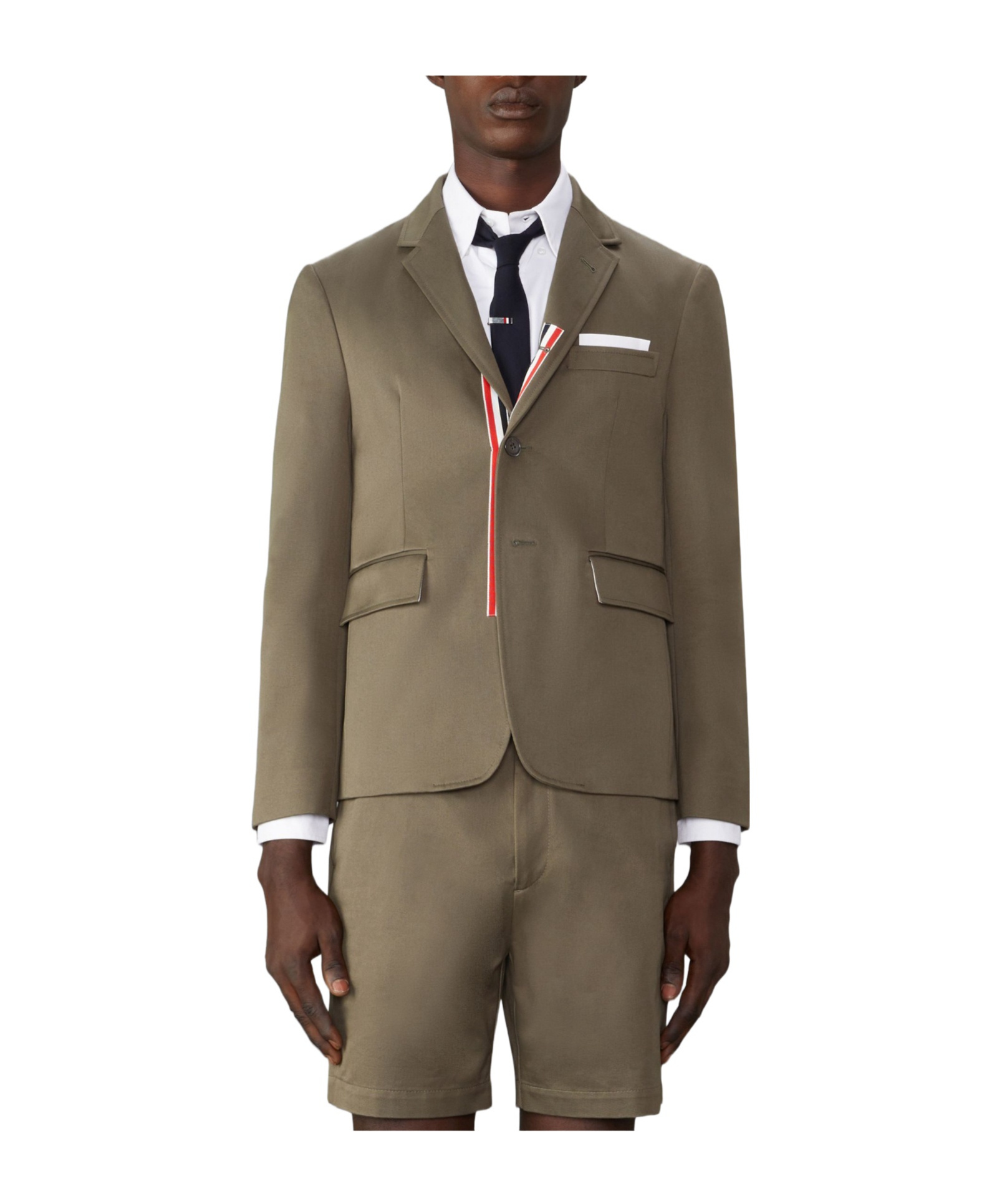 Shop Thom Browne Rwb-striped Cotton Single-breasted Blazer In Brown