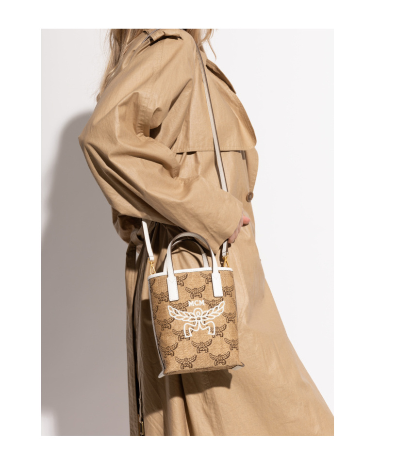 Mcm Double Handle Shoulder Bag In Nude