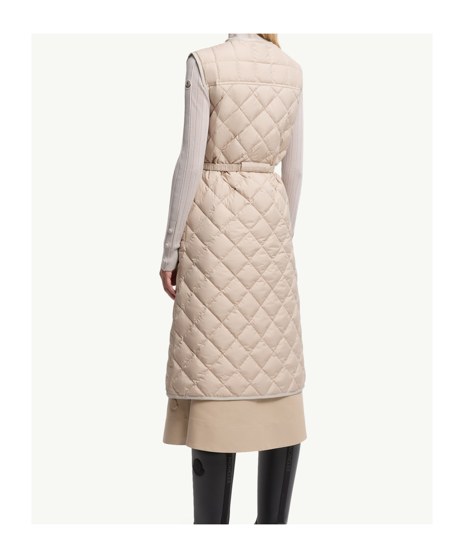 Moncler Butor Diamond-quilted Long Down Gilet In Neutral