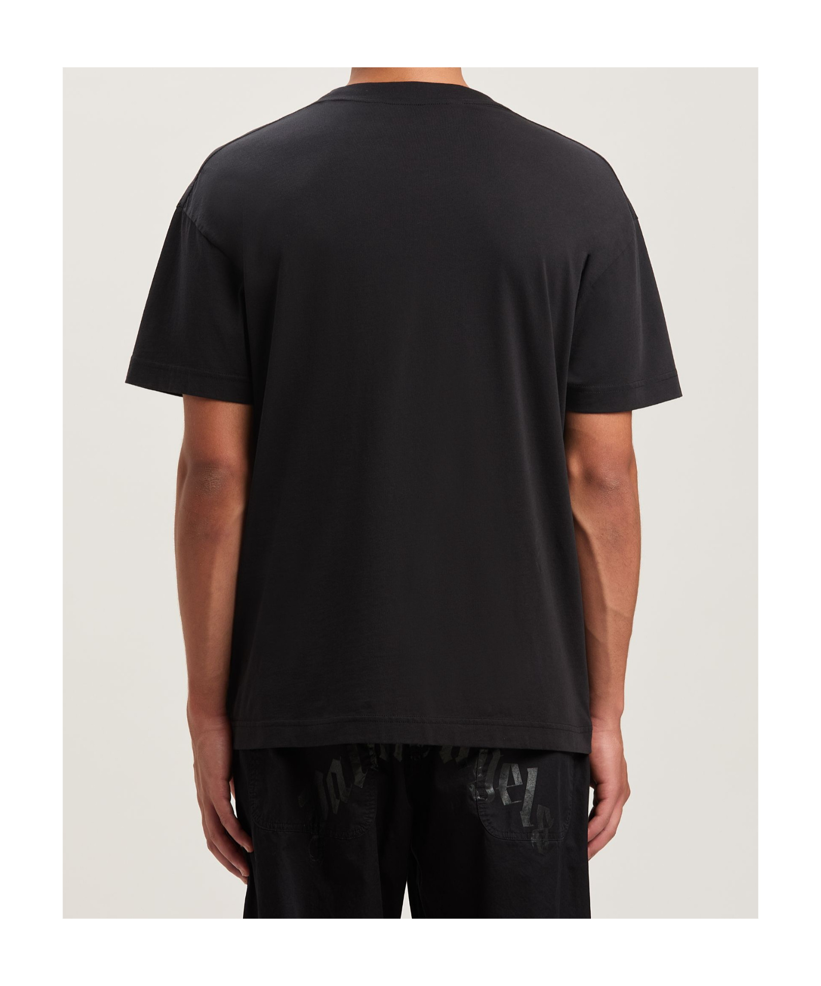 Palm Angels Black Crewneck T-shirt With Maxi Logo Print On The Front In Cotton Man In Black