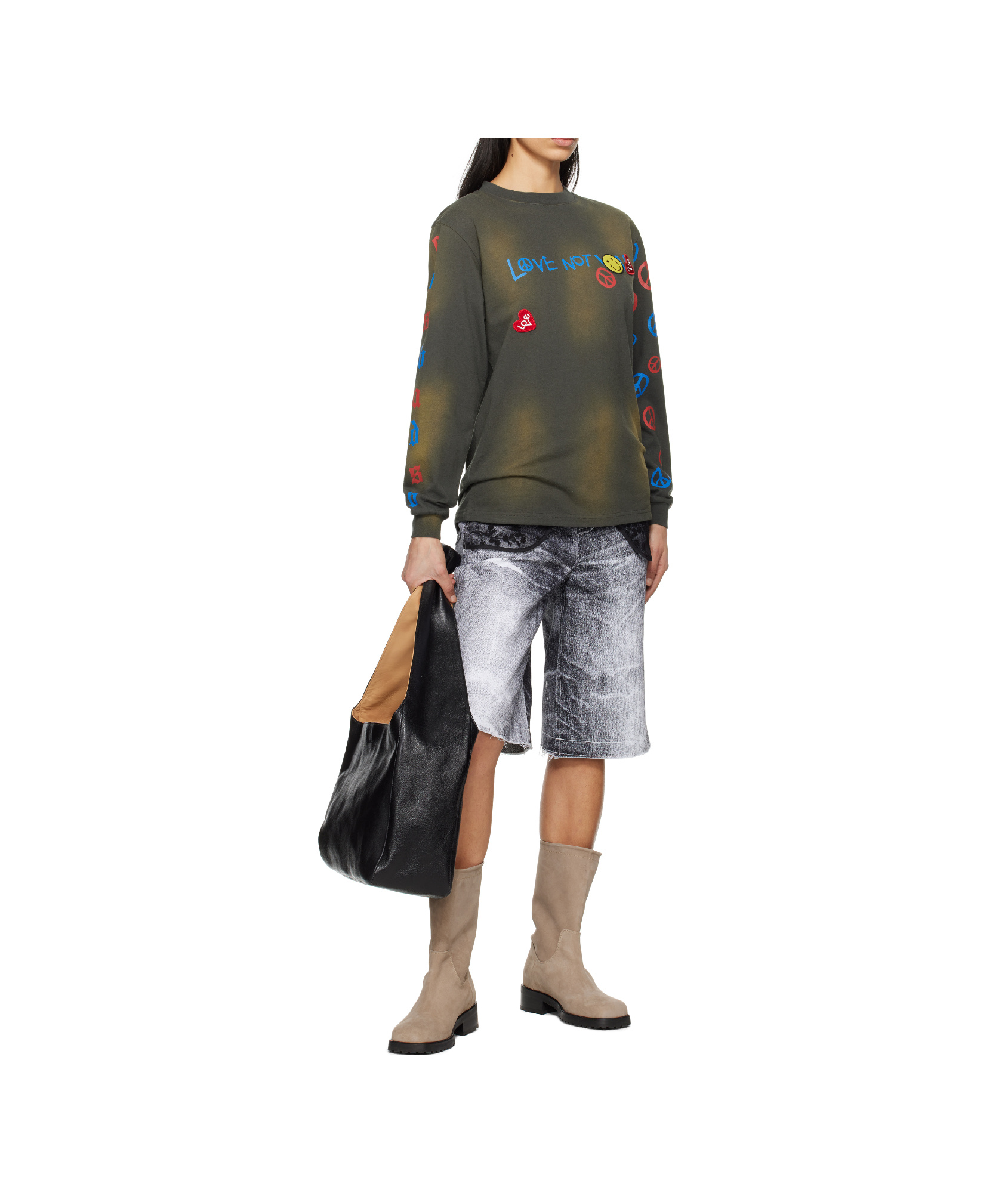 Andersson Bell Gray 'love' Long Sleeve T-shirt In Green