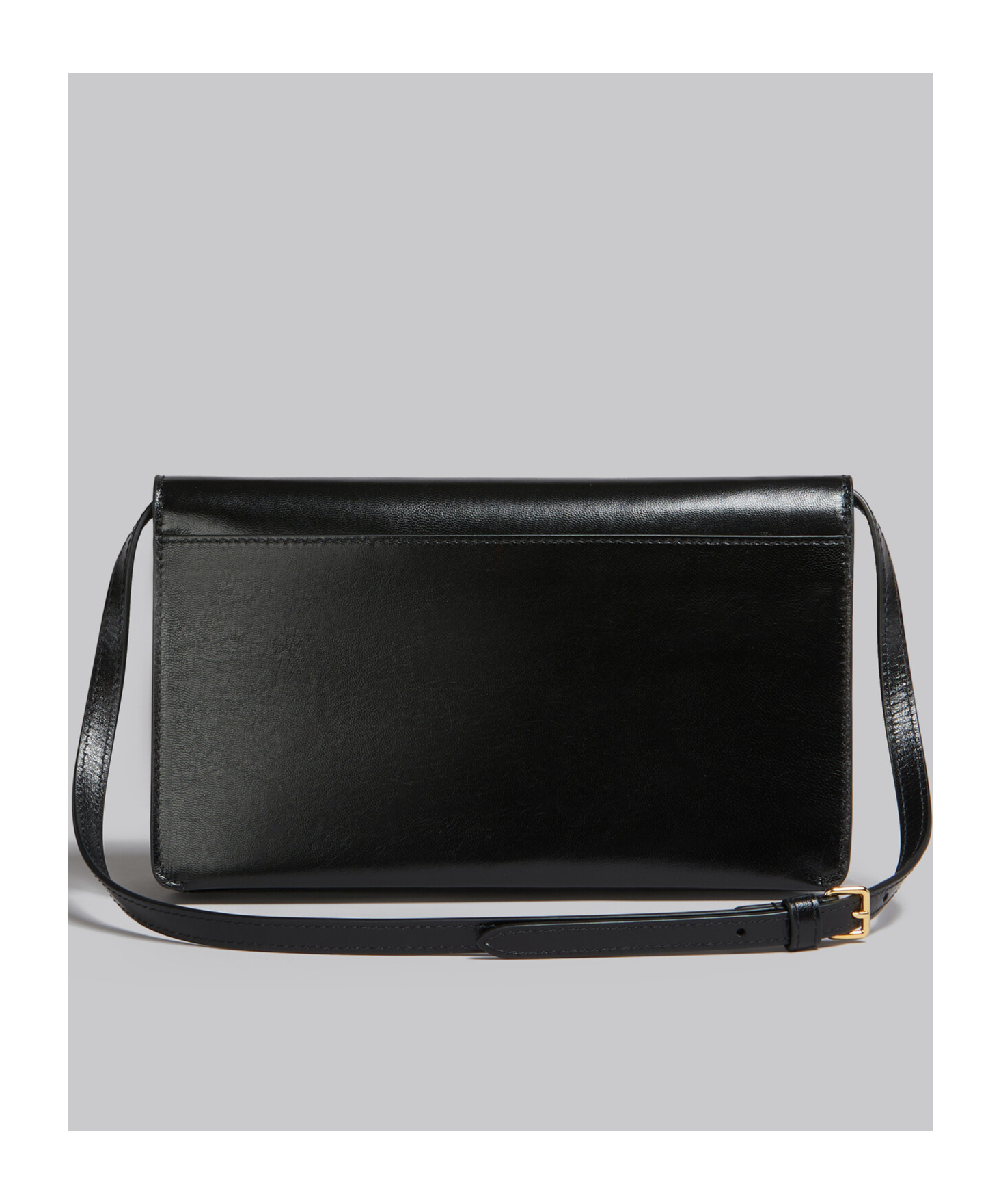 MARNI BLACK LEATHER POUCH WITH WAVY FLAP 