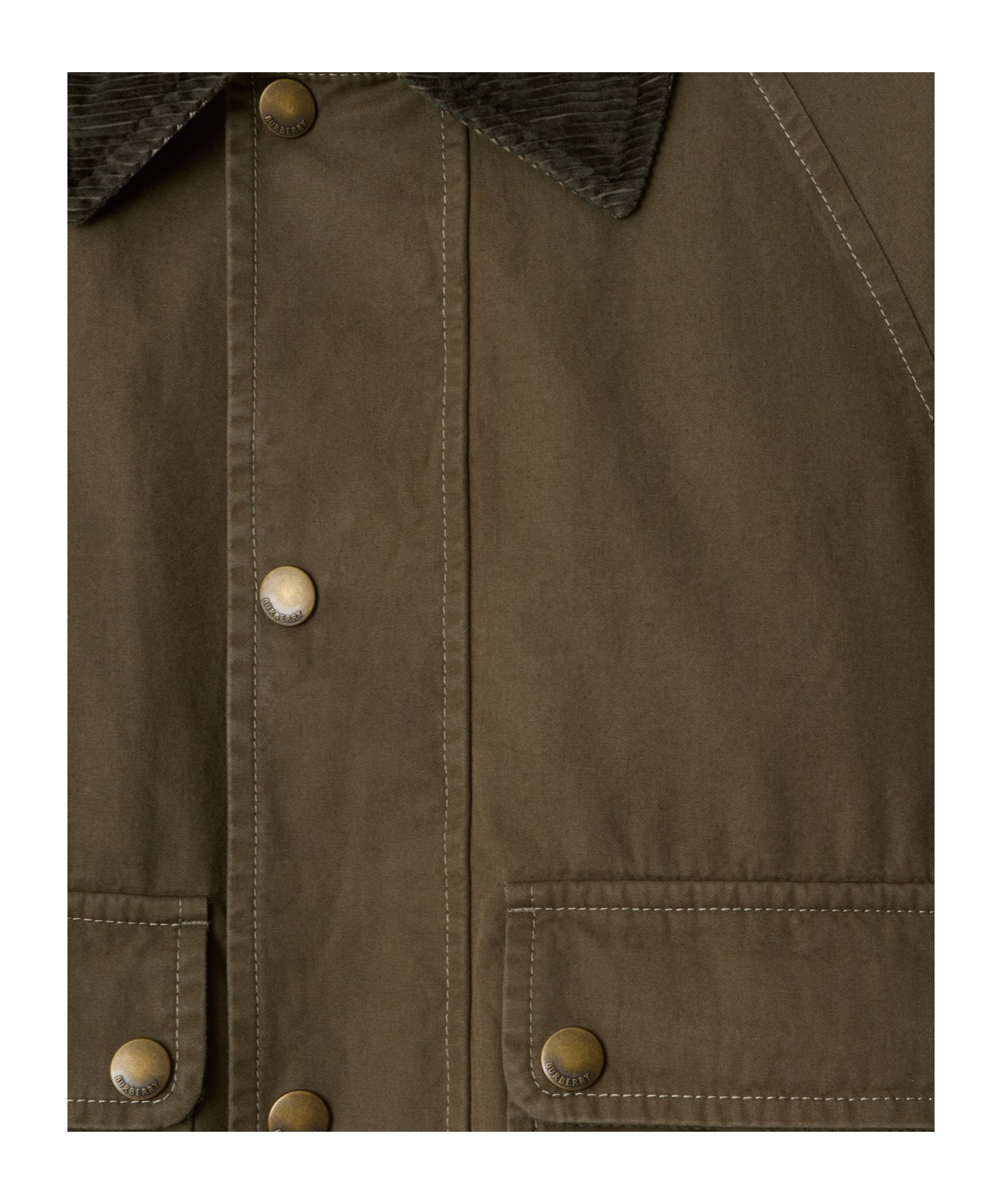 Burberry Corduroy-trimmed Cotton-twill Jacket In Green