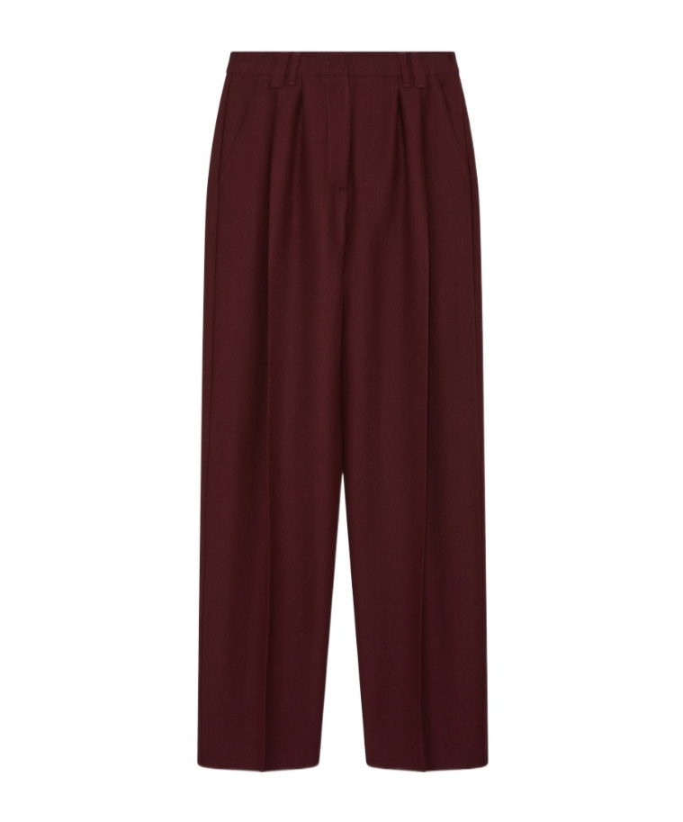 Marella Pleated High-waisted Trousers In Burgundy