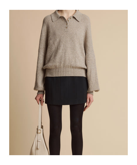 Khaite Rene Cashmere Blend Polo Jumper In Nude