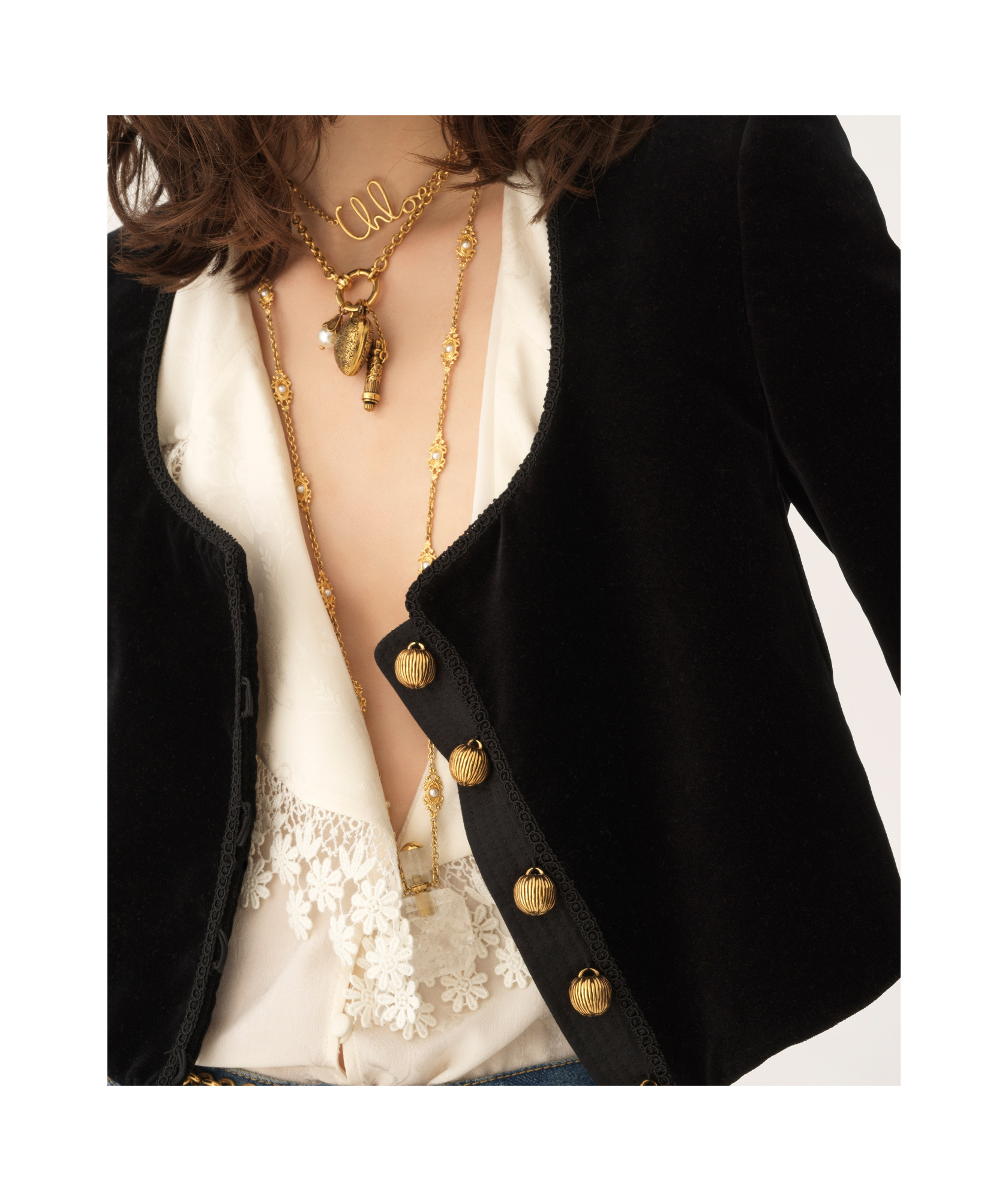 Chloé Cropped Spencer Jacket In Velvet In Black