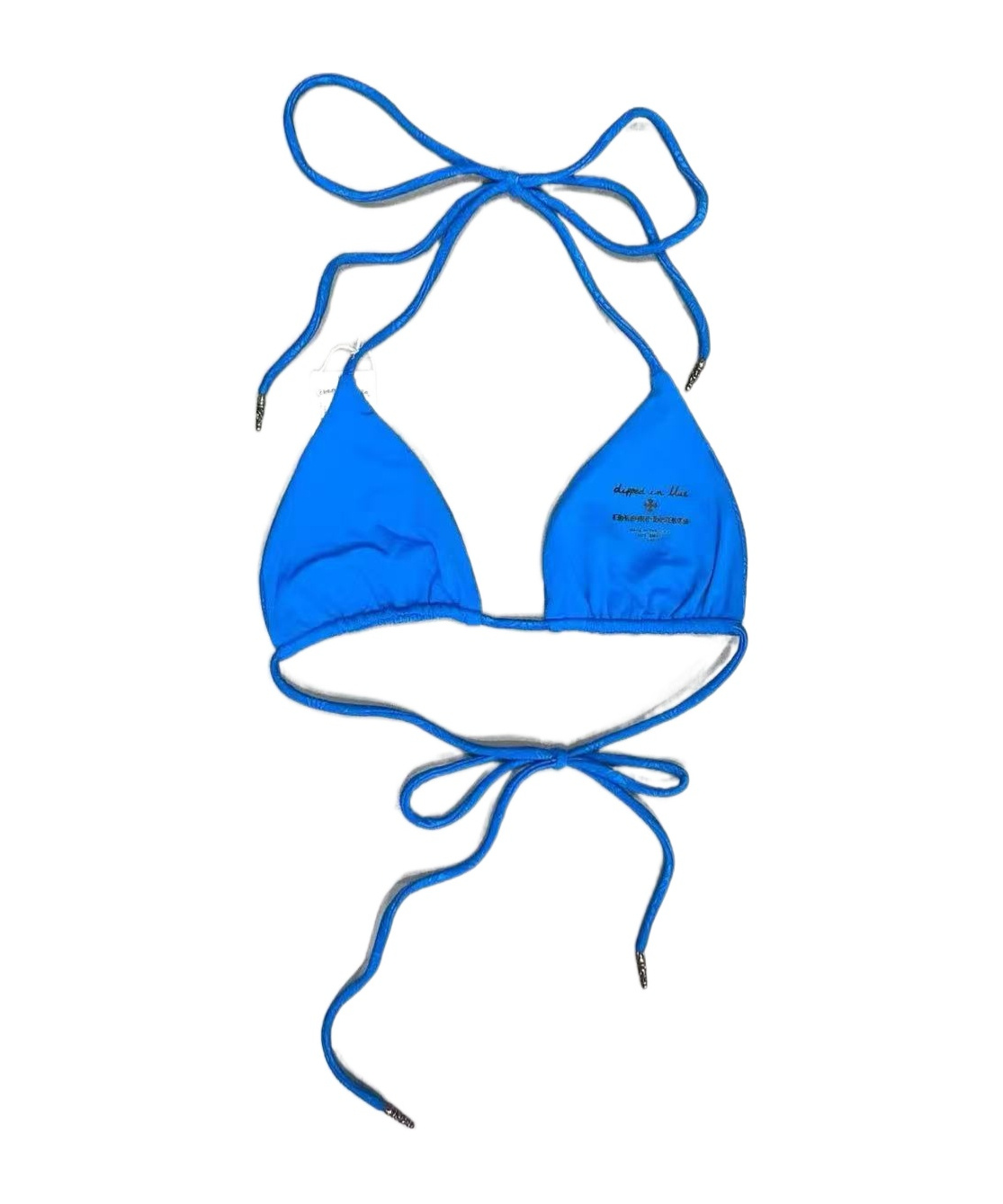 Chrome Hearts Dark-patterned Lace-up Bikini Top In Blue