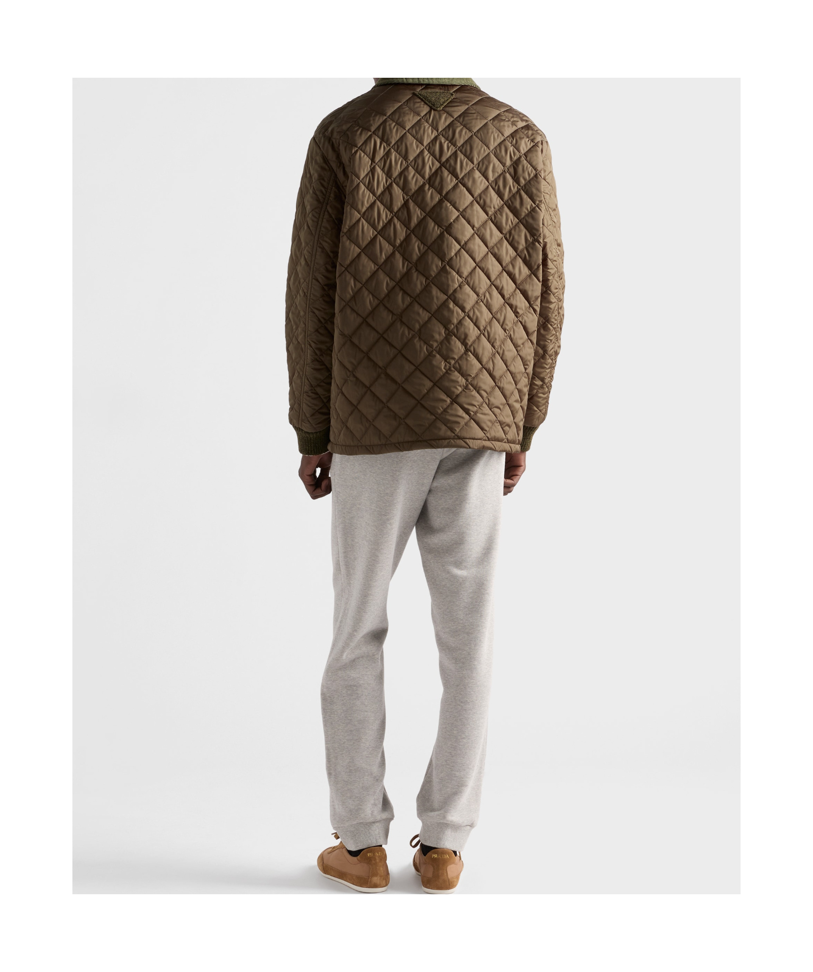 Prada Quilted Corduroy-collar Jacket In Brown